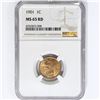Image 1 : 1901 Indian Head Cent NGC MS65 RD
