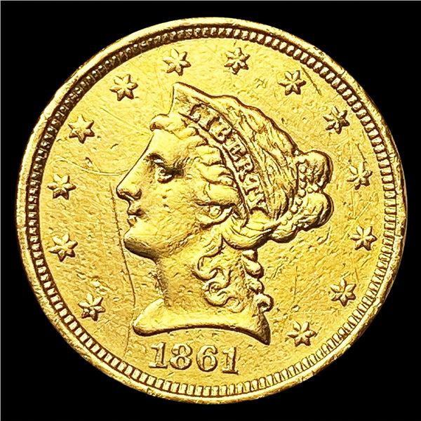 1861 T2 $2.50 Gold Quarter Eagle NEARLY