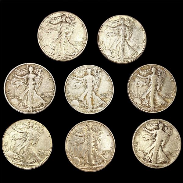 (8) Walking Half Dollars (1920, 1939-D, (2)
