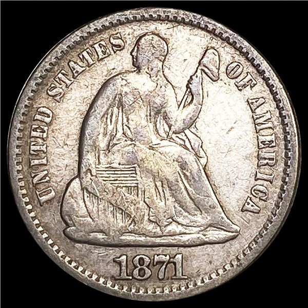 1871 Seated Liberty Half Dime CLOSELY
