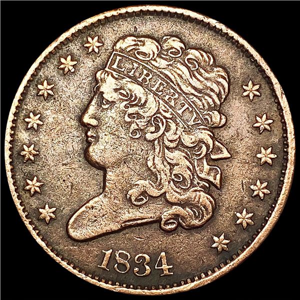 1834 Classic Head Half Cent ABOUT UNCIRCULATED