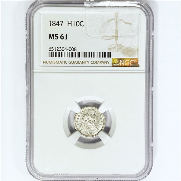 1847 Seated Liberty Half Dime NGC MS61
