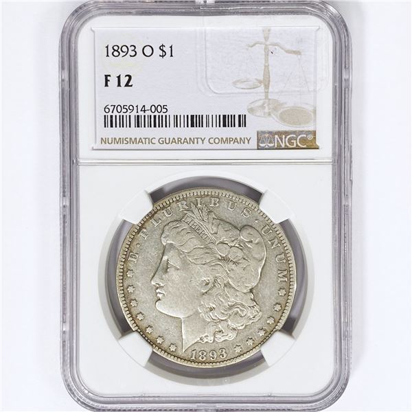 1893-O Morgan Silver Dollar NGC F12