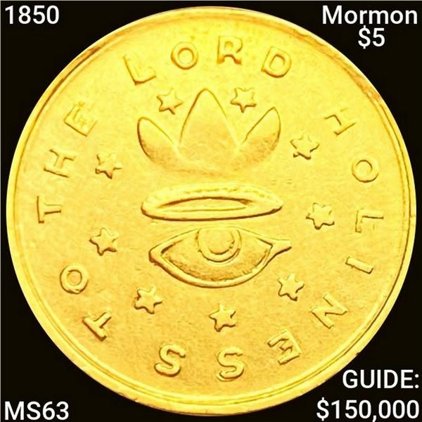 1850 Mormon $5 Gold CHOICE BU
