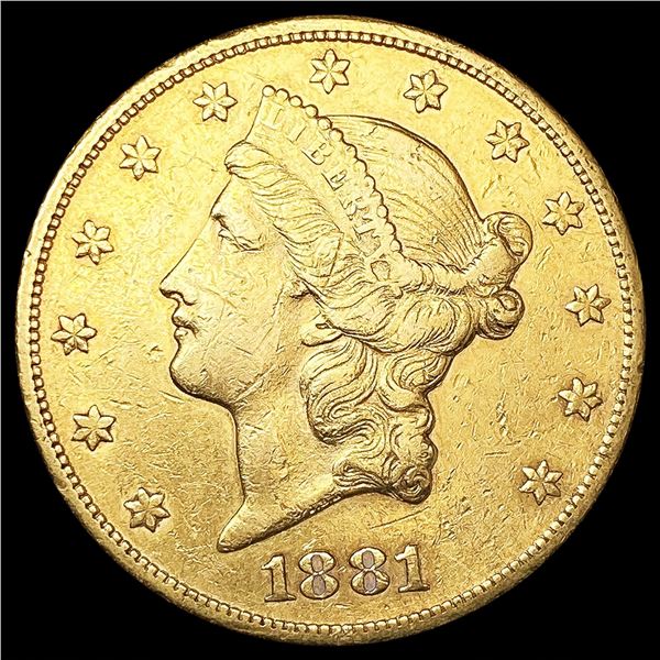 1881-S $20 Gold Double Eagle CLOSELY UNCIRCULATED