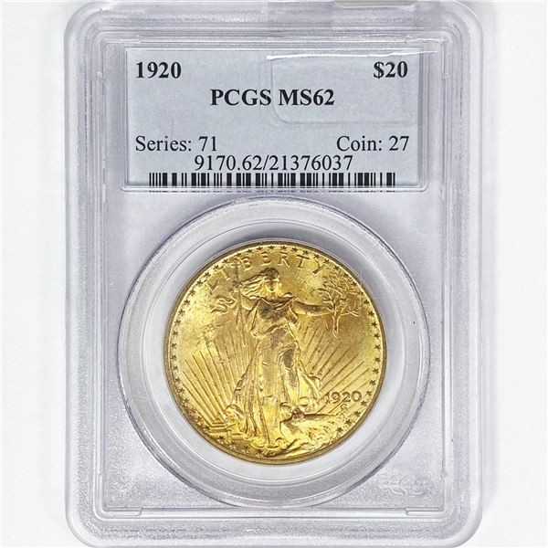 1920 $20 Gold Double Eagle PCGS MS62