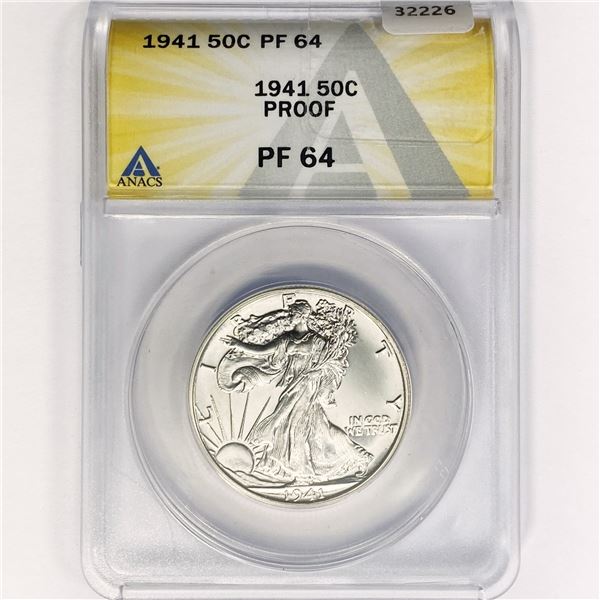 1941 Walking Liberty Half Dollar ANACS PF64