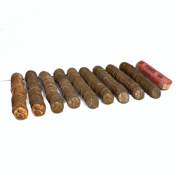 1940-1960 Varied US Cent Rolls (500 Coins)