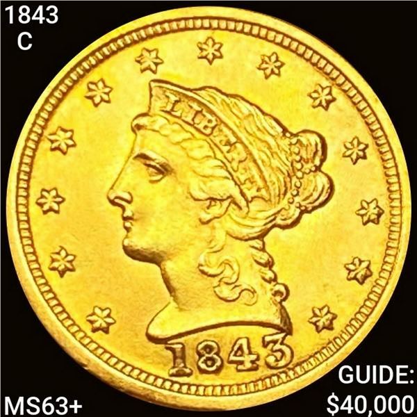 1843-C $2.50 Gold Quarter Eagle CHOICE BU +
