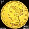 Image 1 : 1843-C $2.50 Gold Quarter Eagle CHOICE BU +