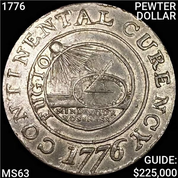 1776 CONT CURRENCY PEWTER DOLLAR CHOICE BU