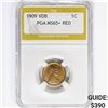 Image 1 : 1909 VDB Wheat Cent PGA MS65+ RED