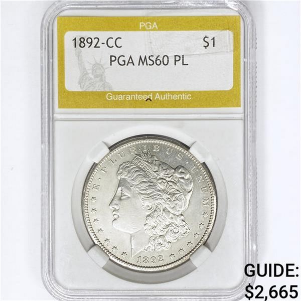 1892-CC Morgan Silver Dollar PGA MS60 PL