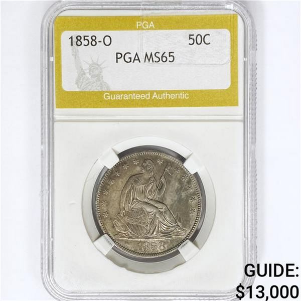1858-O Seated Liberty Half Dollar PGA MS65