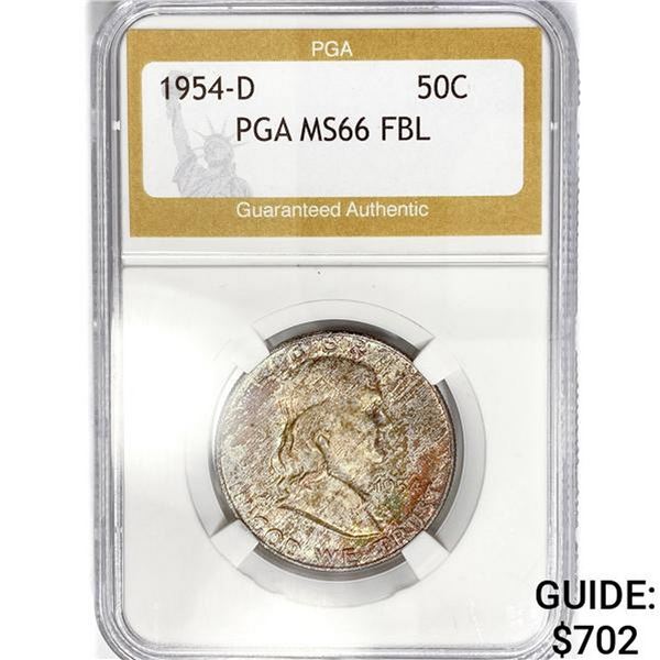 1954-D Franklin Half Dollar PGA MS66 FBL