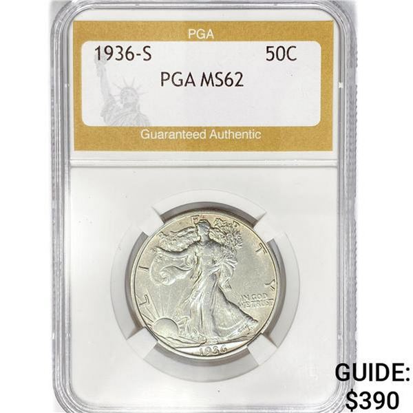 1936-S Walking Liberty Half Dollar PGA MS62