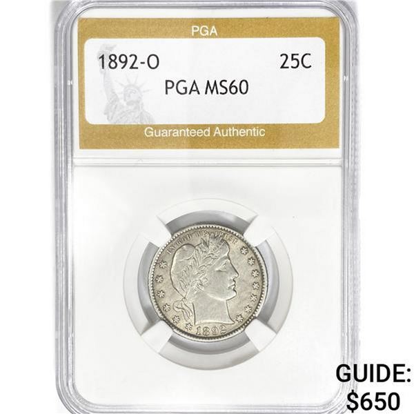 1892-O Barber Quarter PGA MS60