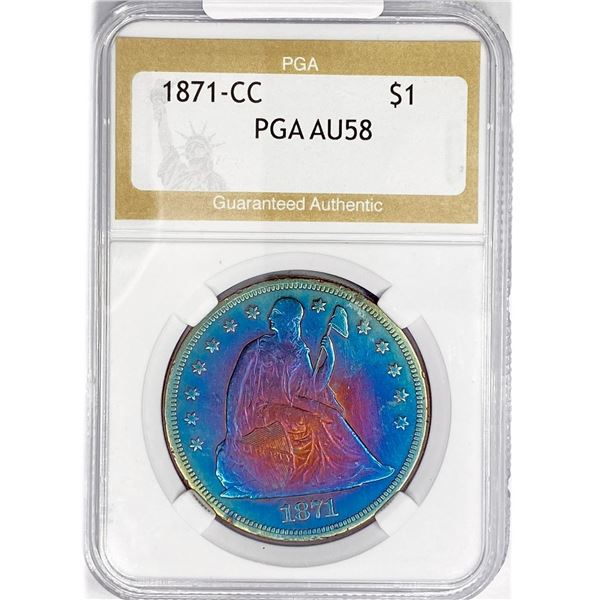 1871-CC Seated Liberty Dollar PGA AU58