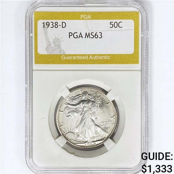 1938-D Walking Liberty Half Dollar PGA MS63