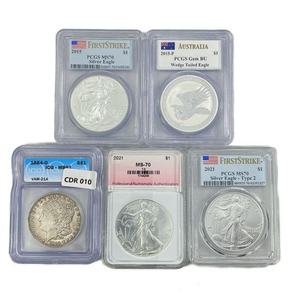 1884-2021 Varied US Silver Coinage (5 Coins)