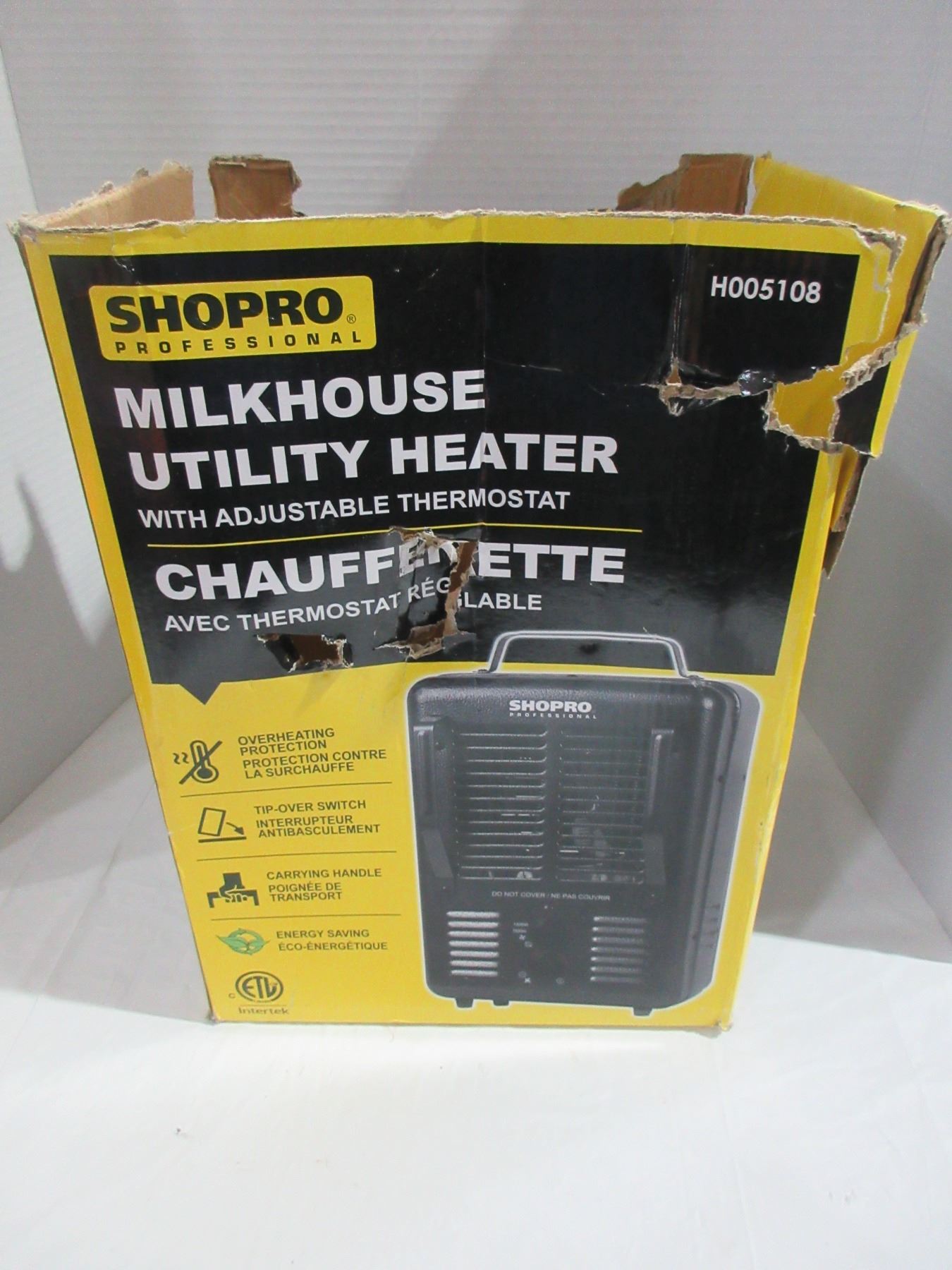 SHOPRO MILKHOUSE UTILITY HEATER WITH ADJUSTABLE THERMOSTAT