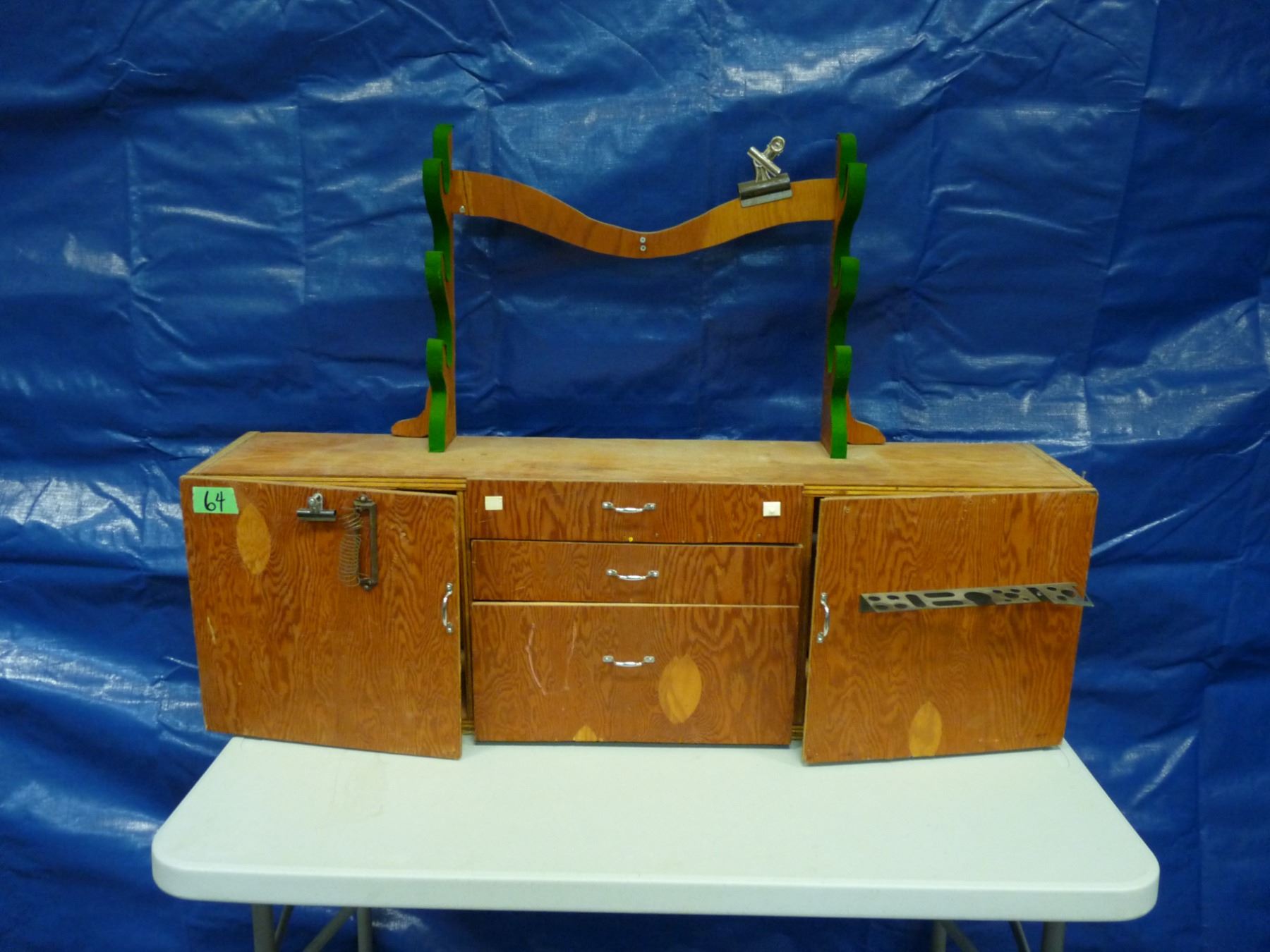 Home made gun rack with 3 drawer storage