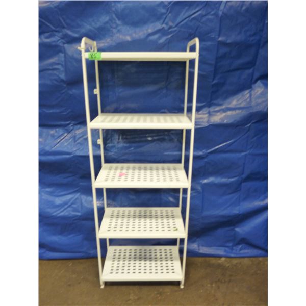 White metal shelving unit