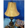 Image 2 : Table lamp, piano light, assorted brass items Wicker baskets etc