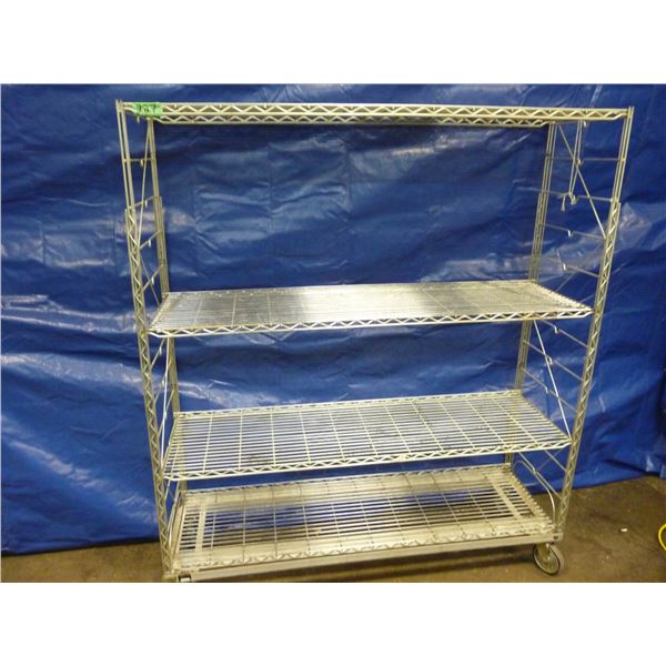 Rolling metal shelving rack