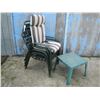 Image 1 : Set a four lawn chairs with cushions and small resin side table