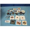 Image 1 : Lot with assorted ceramic tiles with painted scenes, small ornaments etc