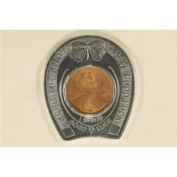 ENCASED 1992-D LINCOLN CENT UNC: IN METAL