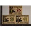 Image 1 : 3 PIECE SET OF 1921 GERMAN BLUMENTHAL NOTGELDS