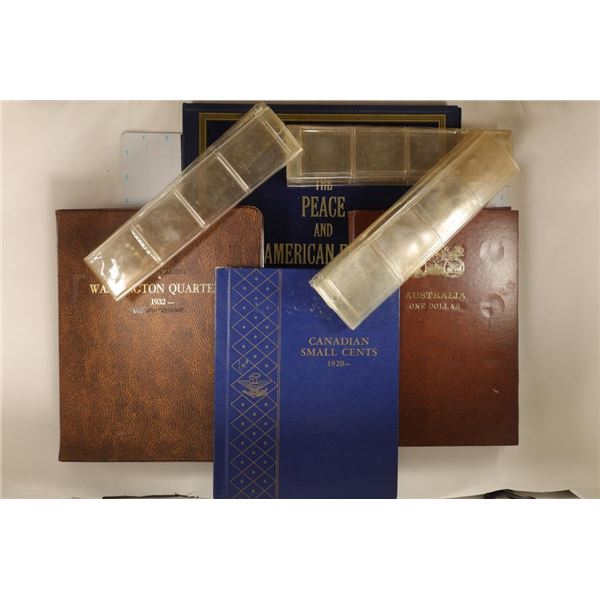 SET OF 4 USED COIN COLLECTORS BOOKS & 3 PAGES