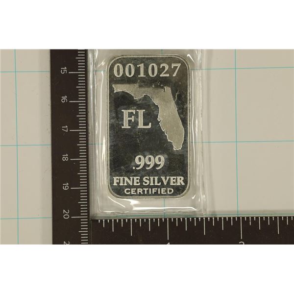 1 TROY OZ .999 FINE SILVER PROOF INGOT, US STATE