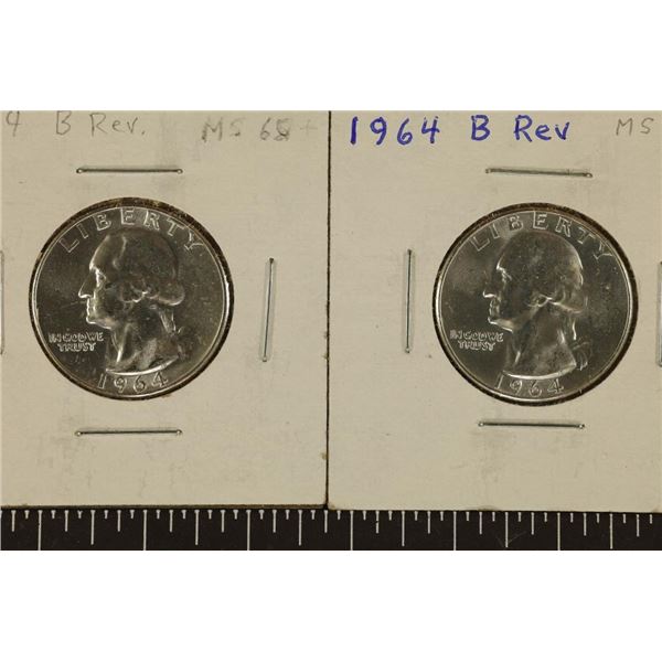 2-1964 WASHINGTON SILVER QUARTERS BU B REV'S