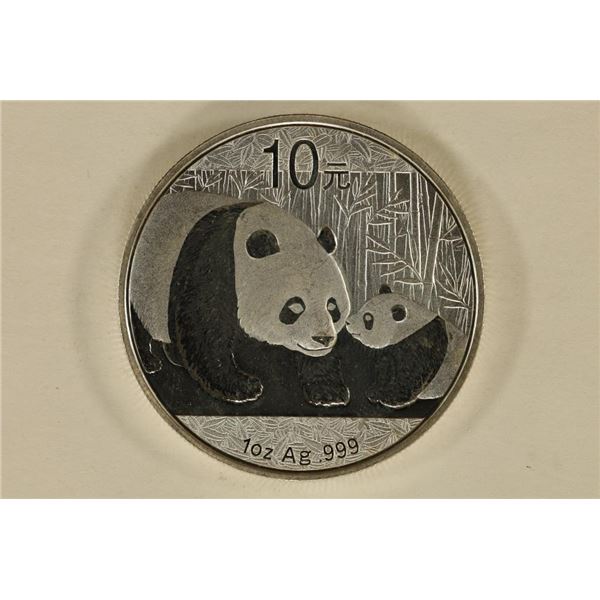 2011 SILVER ONE OZ. 10 YUAN CHINA PANDA. PROOF IN