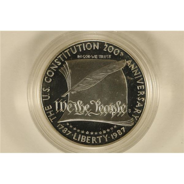 1987-S US PROOF SILVER $1 "US CONSTITUTION 200TH