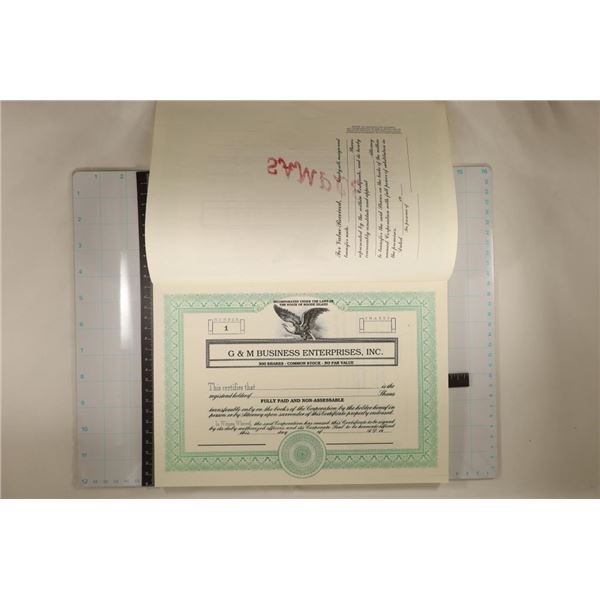 UNUSED STOCK CERTIFICATE BOOK. 25 BLANK STOCK