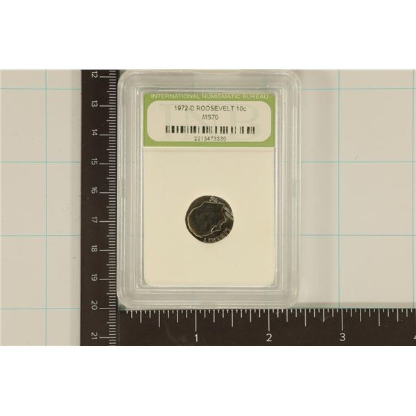 1972 ROOSEVELT DIME MS70