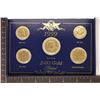 Image 1 : 24KT GOLD PLATED 1999 FIVE COIN SET INCLUDES: