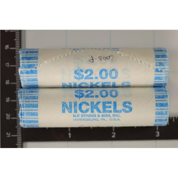 2-SOLID DATE ROLLS OF 2003-P BU JEFFERSON NICKELS