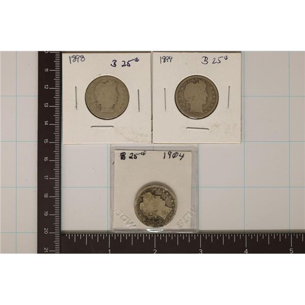 1898, 1899, & 1914-D SILVER BARBER QUARTERS