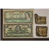 Image 1 : 3 CANADIAN BILLS 1937 $1, 1954 $1 & PARTIAL AND