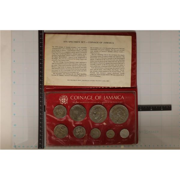 1976 JAMAICA 9 COIN SPECIMEN SET.  THE $10 & $5