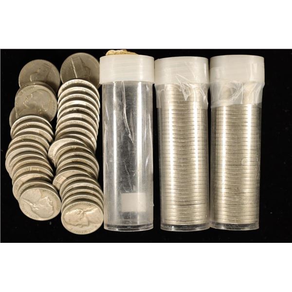 3 SOLID DATE ROLLS OF JEFFERSON NICKELS: 1938,