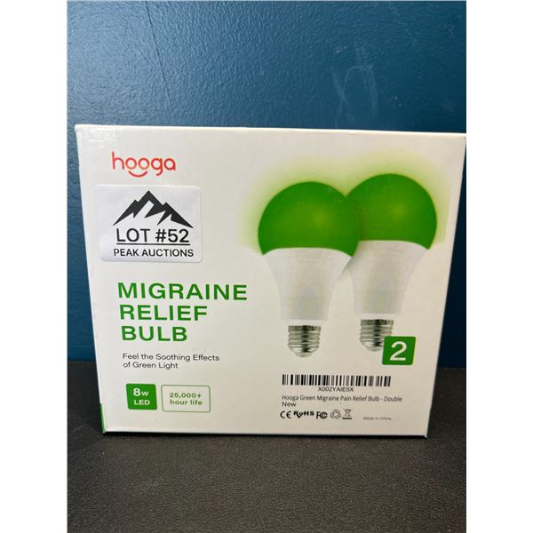 Lot of 1 2-Pack Migraine Relief Bulb - Green Light Therapy