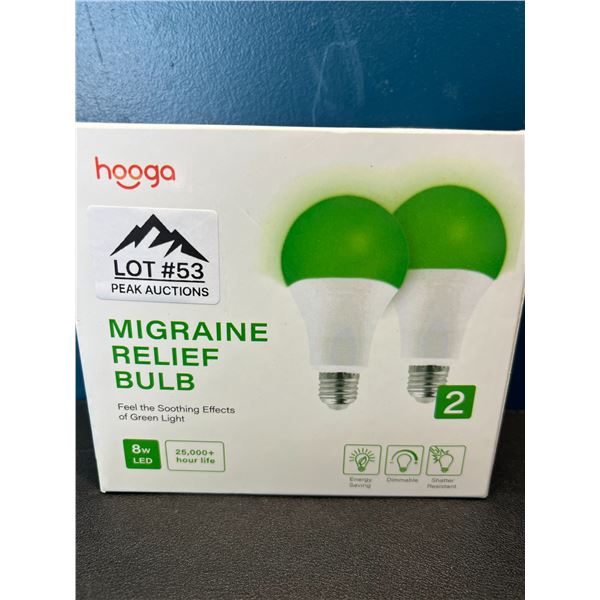 Lot of 1 2-Pack Migraine Relief Bulb - Green Light Therapy