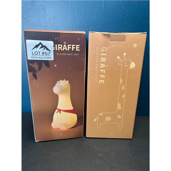 Lot of 2 LED Silicone Giraffe Night Lights