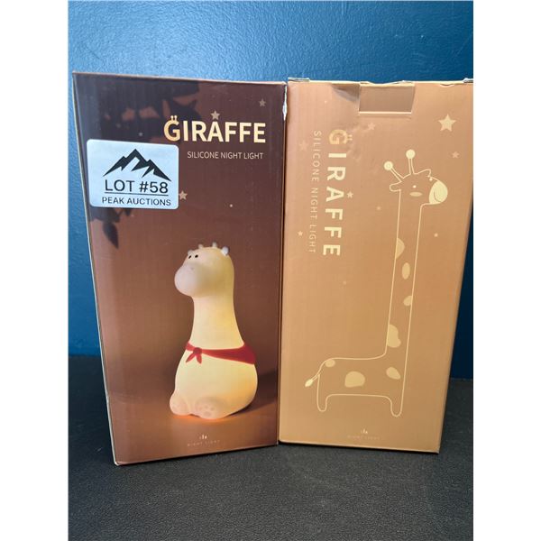 Lot of 2 LED Silicone Giraffe Night Lights